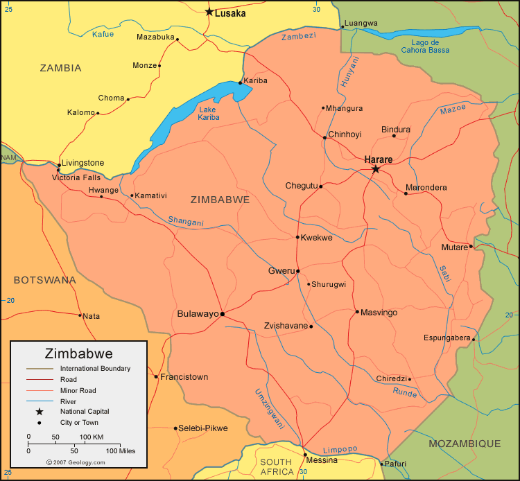 carte du Zimbabwe