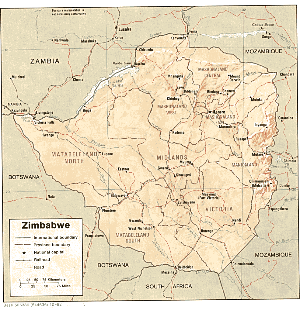 zimbabwe soulagement carte