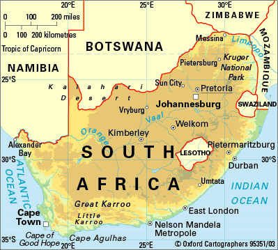south afrique carte