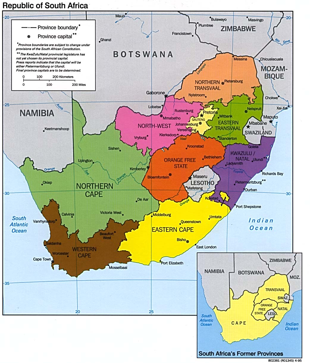 sud afrique provinces carte