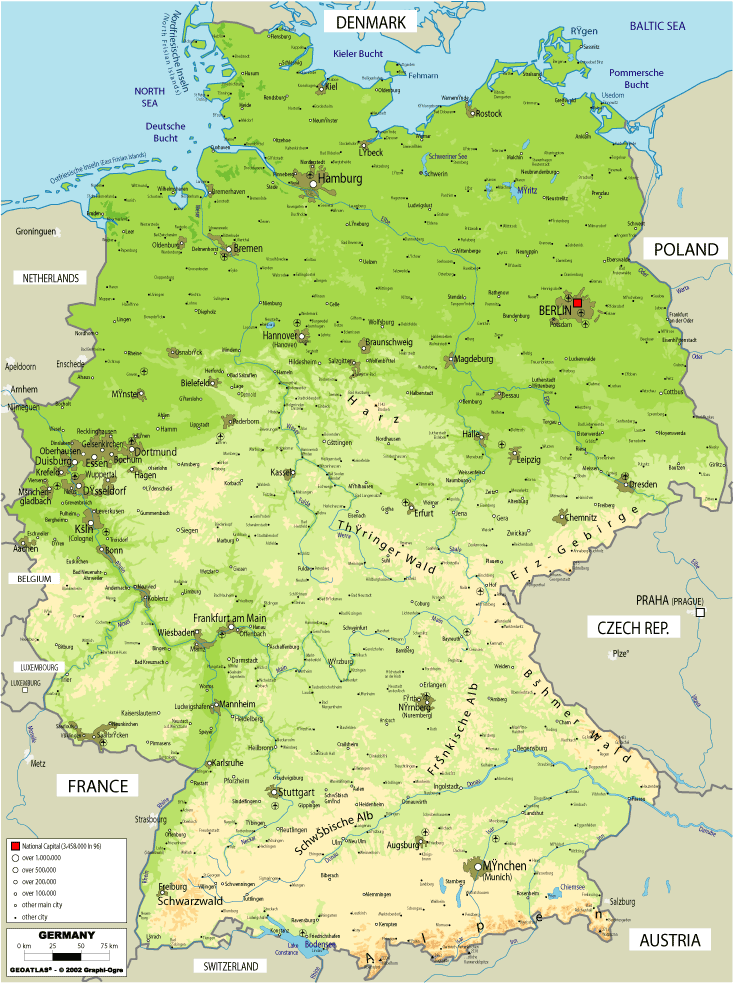 physique carte de allemagne