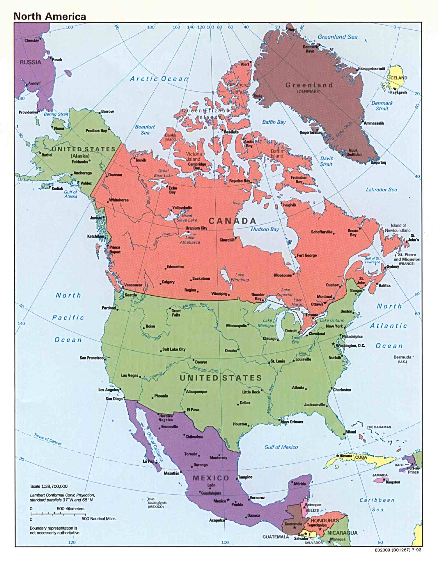 Amerique du Nord pays carte