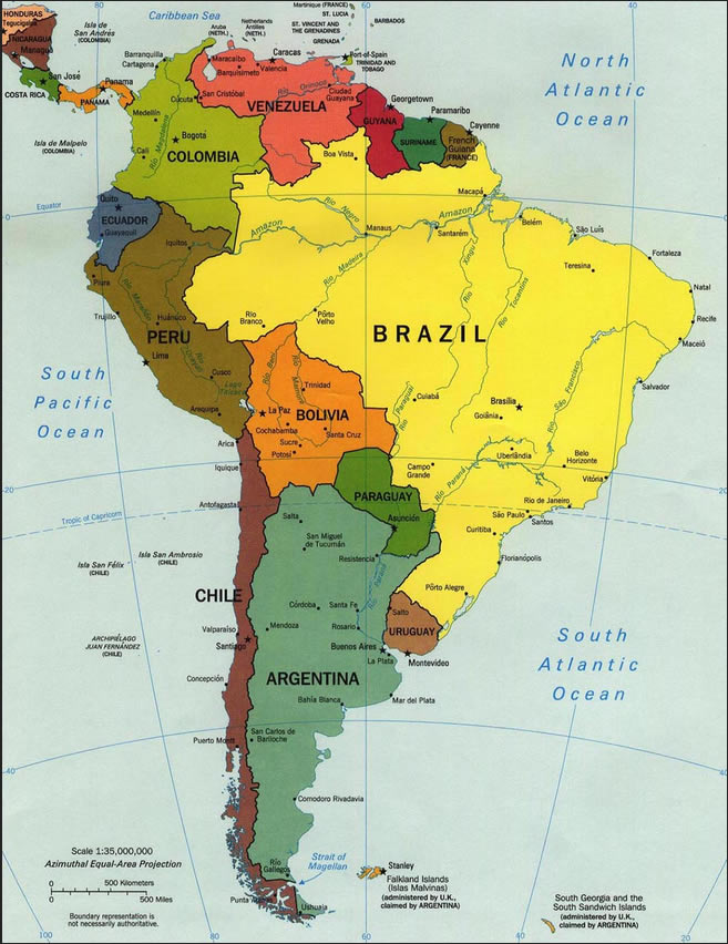 carte de Amerique du Sud