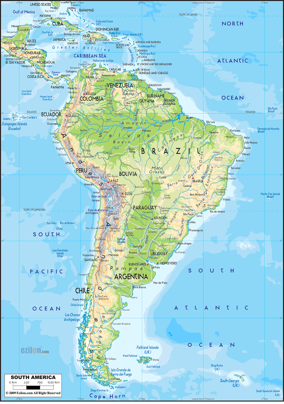 South Amerique carte