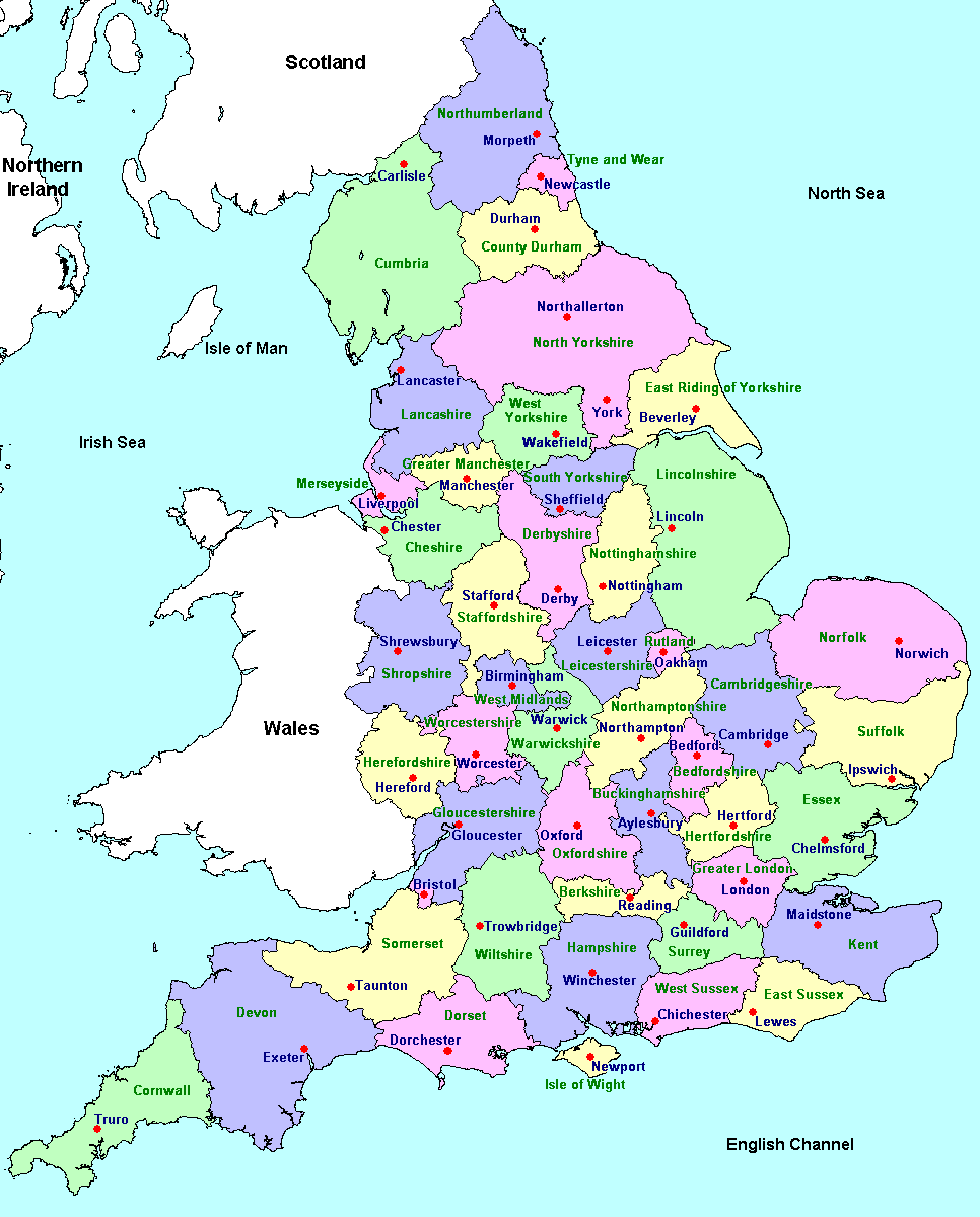 carte de angleterre