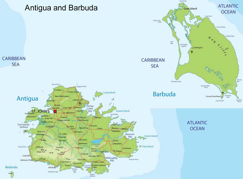 Carte de Antigua et Barbuda