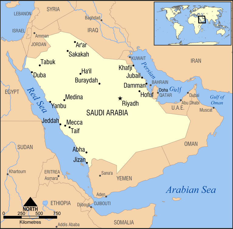 Carte de Arabie Saoudite