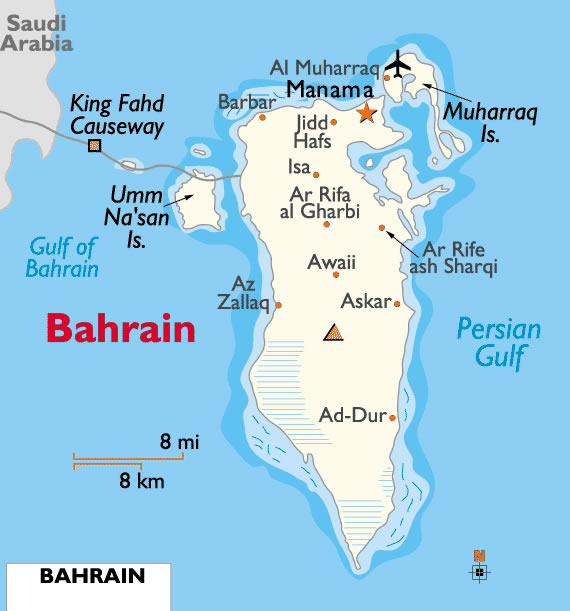 Carte de Bahrein