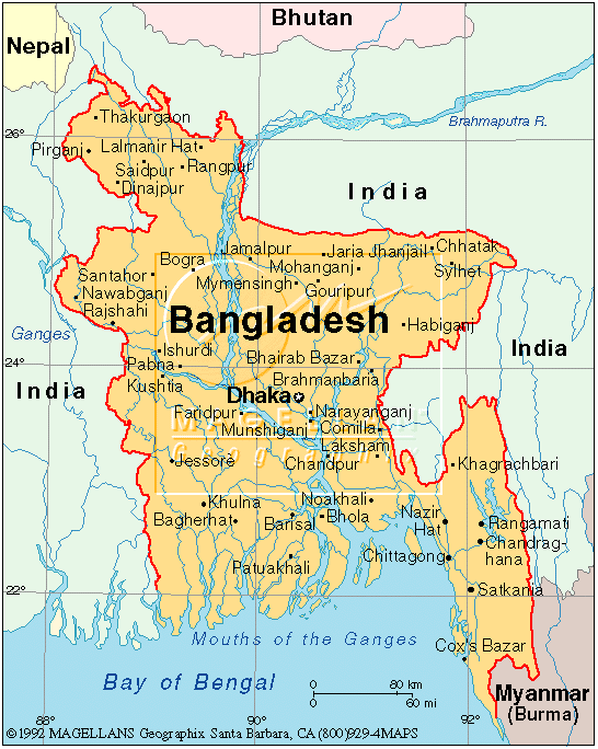 Bangladesh politique carte