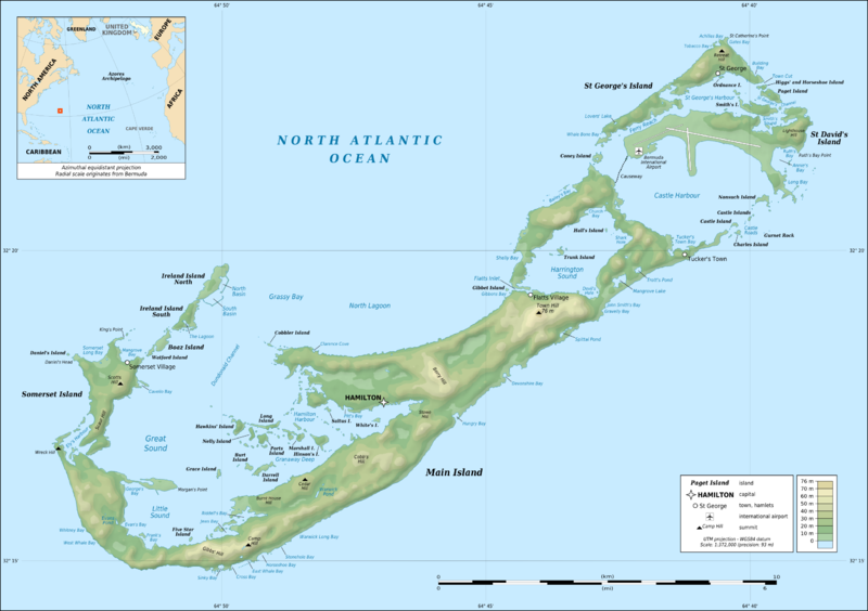 bermudes topographique carte