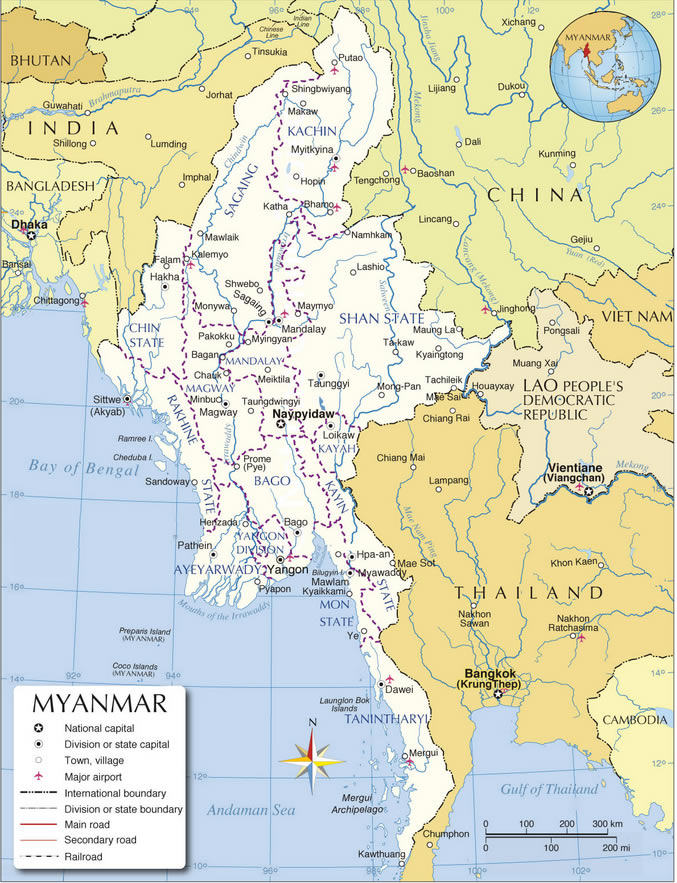 Carte de Birmanie