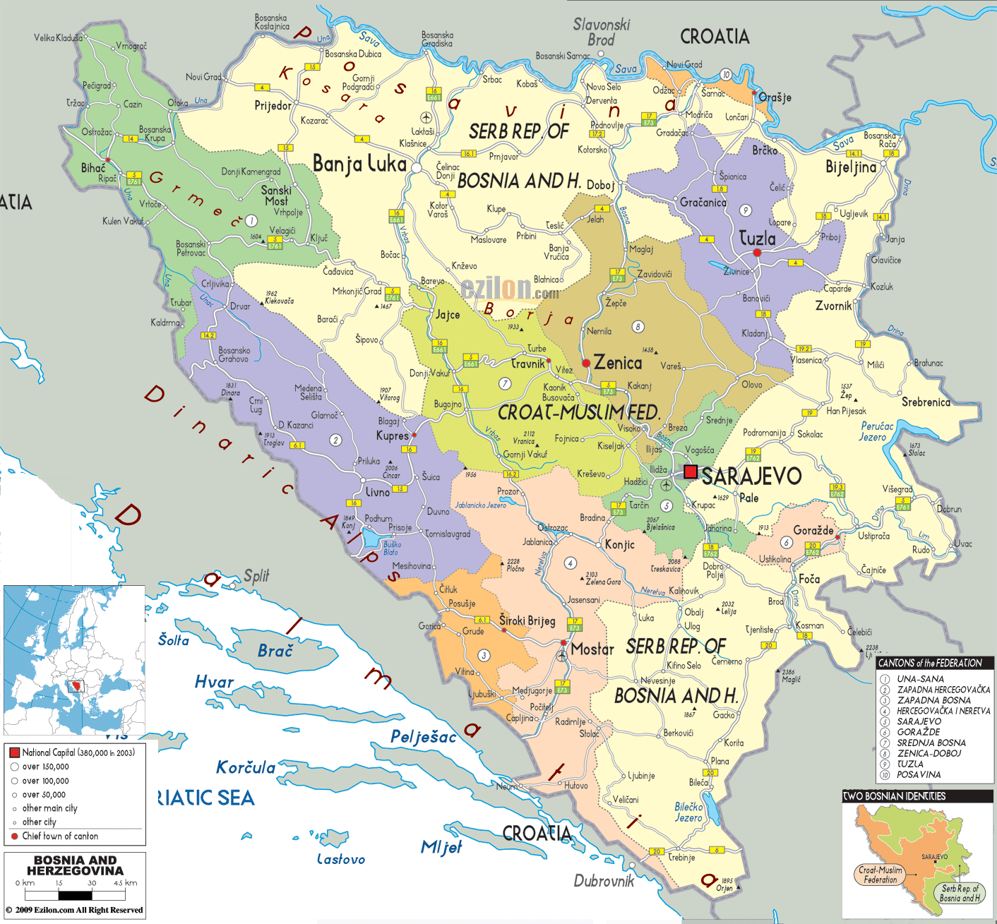 bosnie herzegovine politique carte