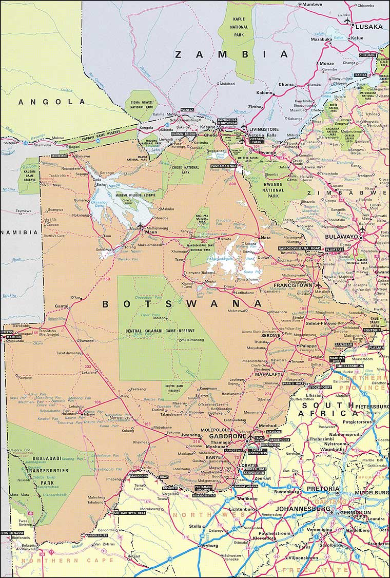 Carte de Botswana