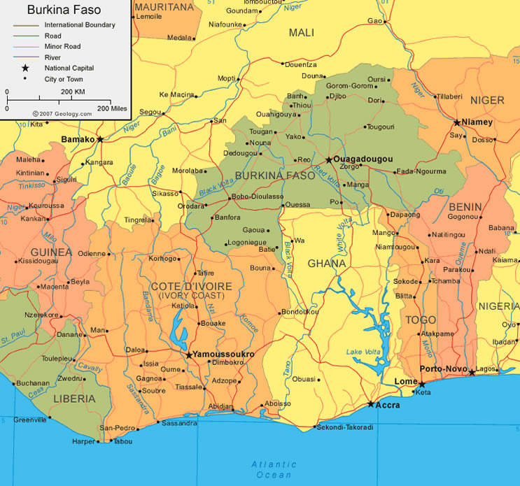 Carte de Burkina Faso