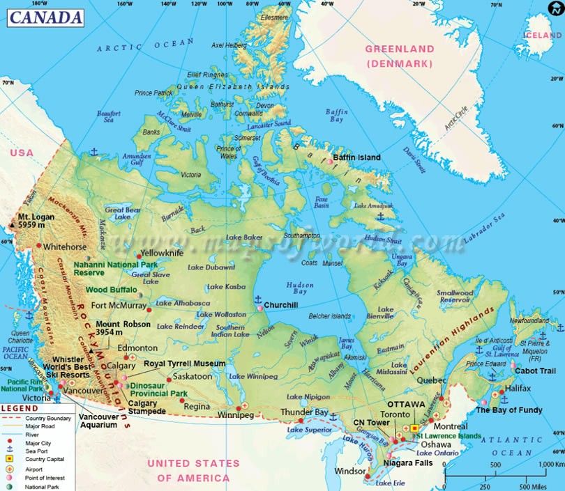 Carte de Canada