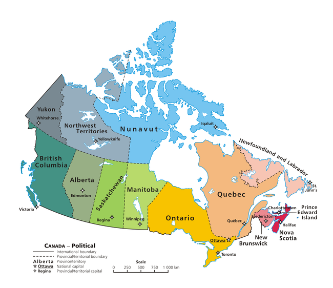 politique carte de Canada