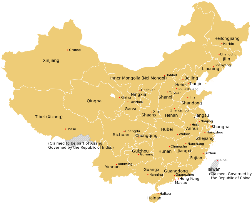 chine administratif carte