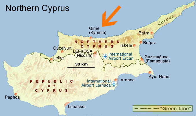 Carte de Chypre du Nord
