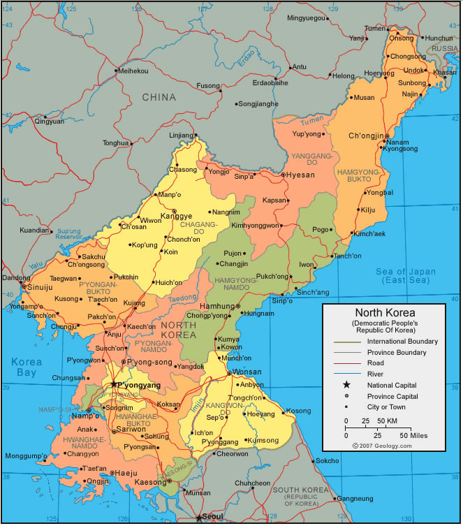 carte de Coree du Nord