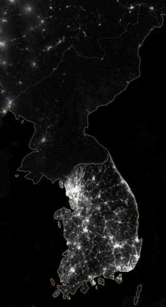 coree du sud Coree du Nord a nuit