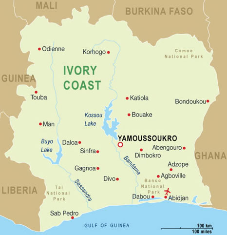 cote d'ivoire carte