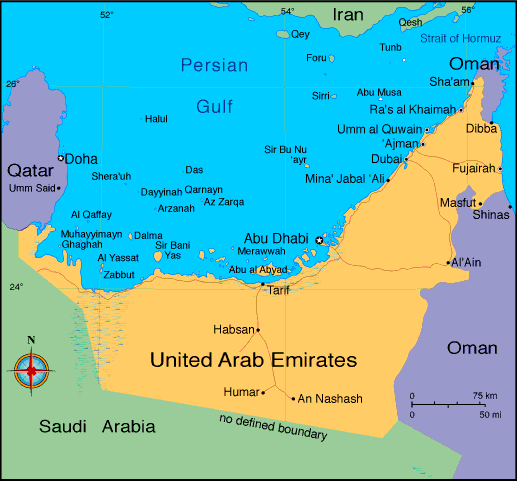 carte de emirats arabes unis