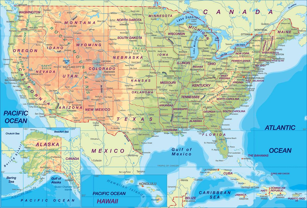 carte de etats Unis