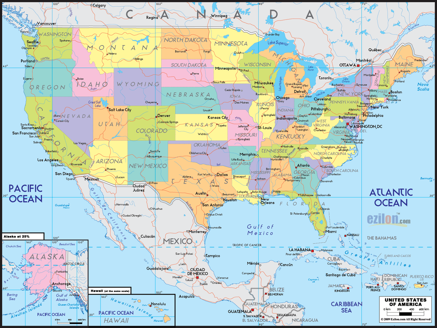 etats Unis carte