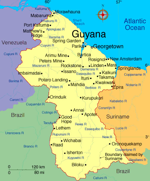 Carte de Guyana