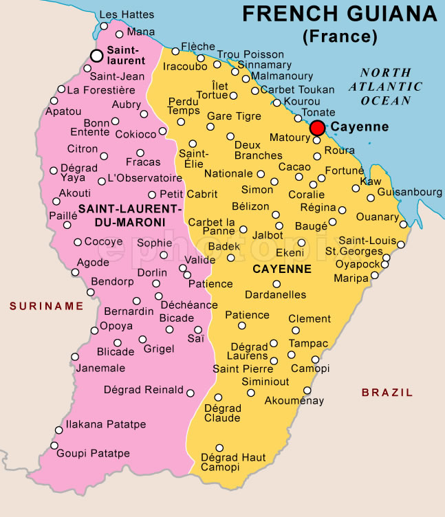 Carte de Guyane Francaise