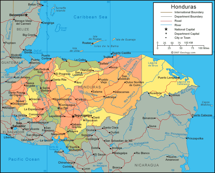 honduras politique carte