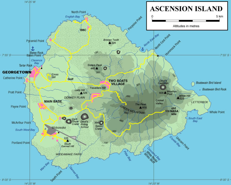 Carte de Ile de l'Ascension