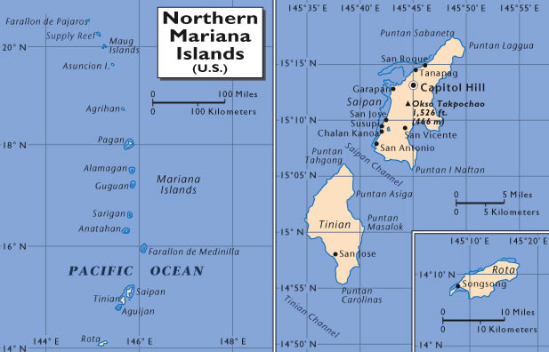 Carte de Iles Mariannes du Nord