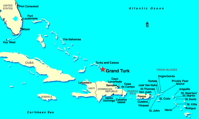 carte de Iles Turques et Caiques