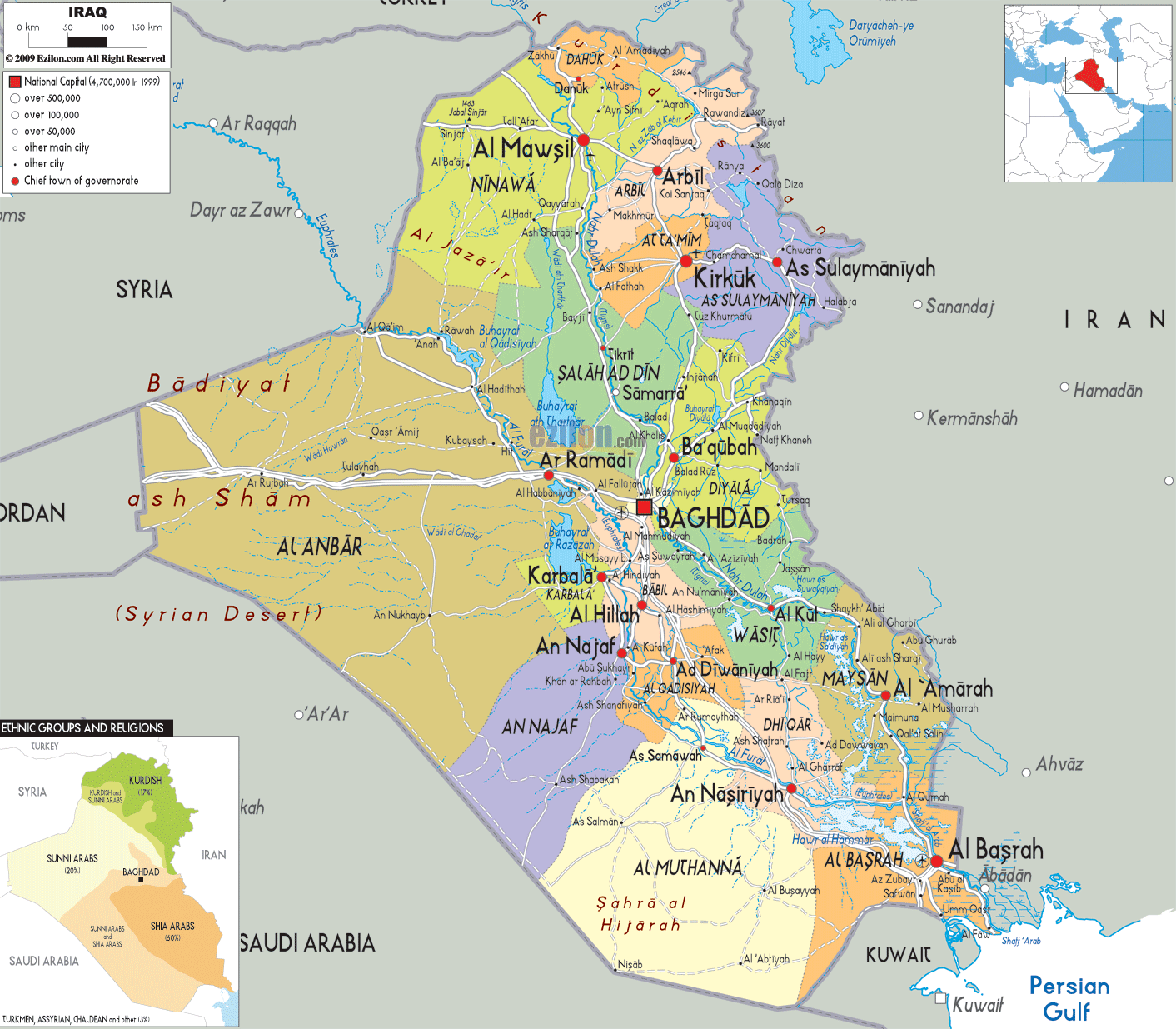 iraq politique carte