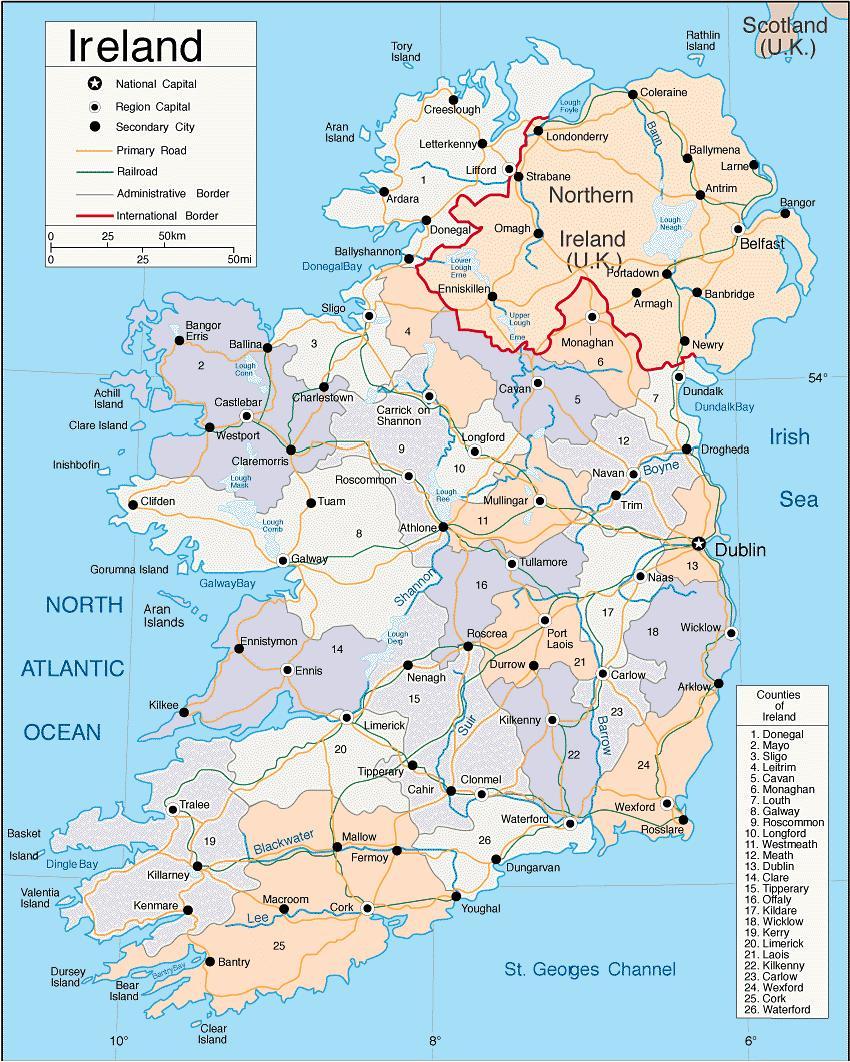 politique carte de irlande