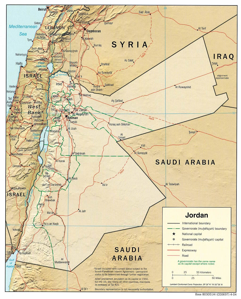 carte de Jordanie