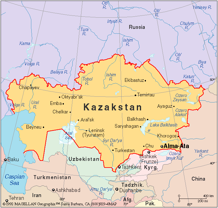 carte de Kazakhstan
