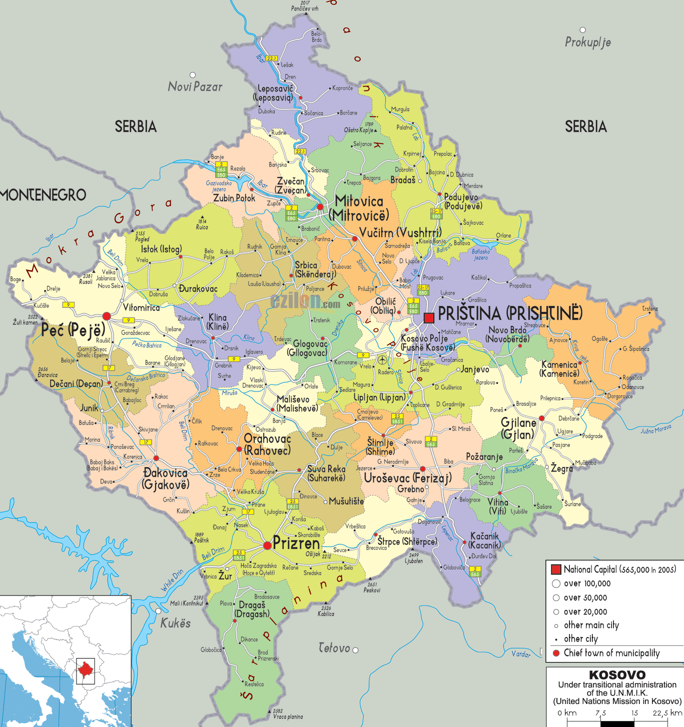 Kosovo politique carte