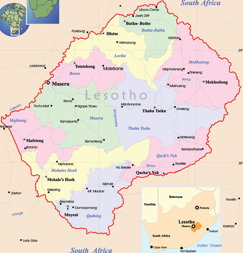 Carte de Lesotho