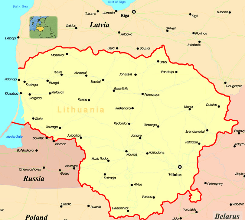 carte de Lituanie