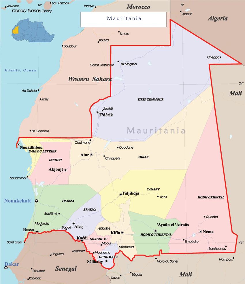 carte de Mauritanie