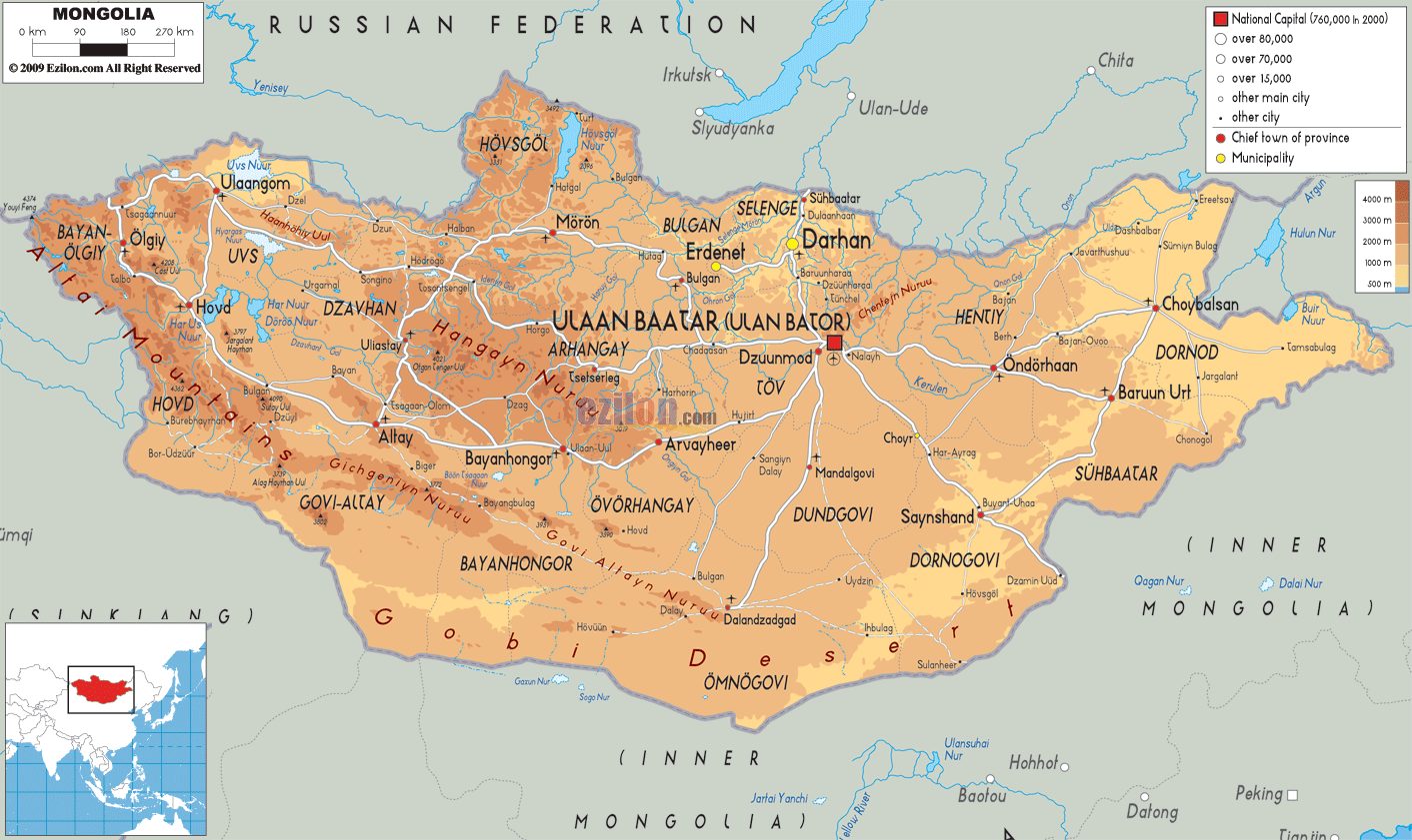 carte de Mongolie