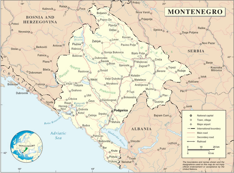carte de Montenegro