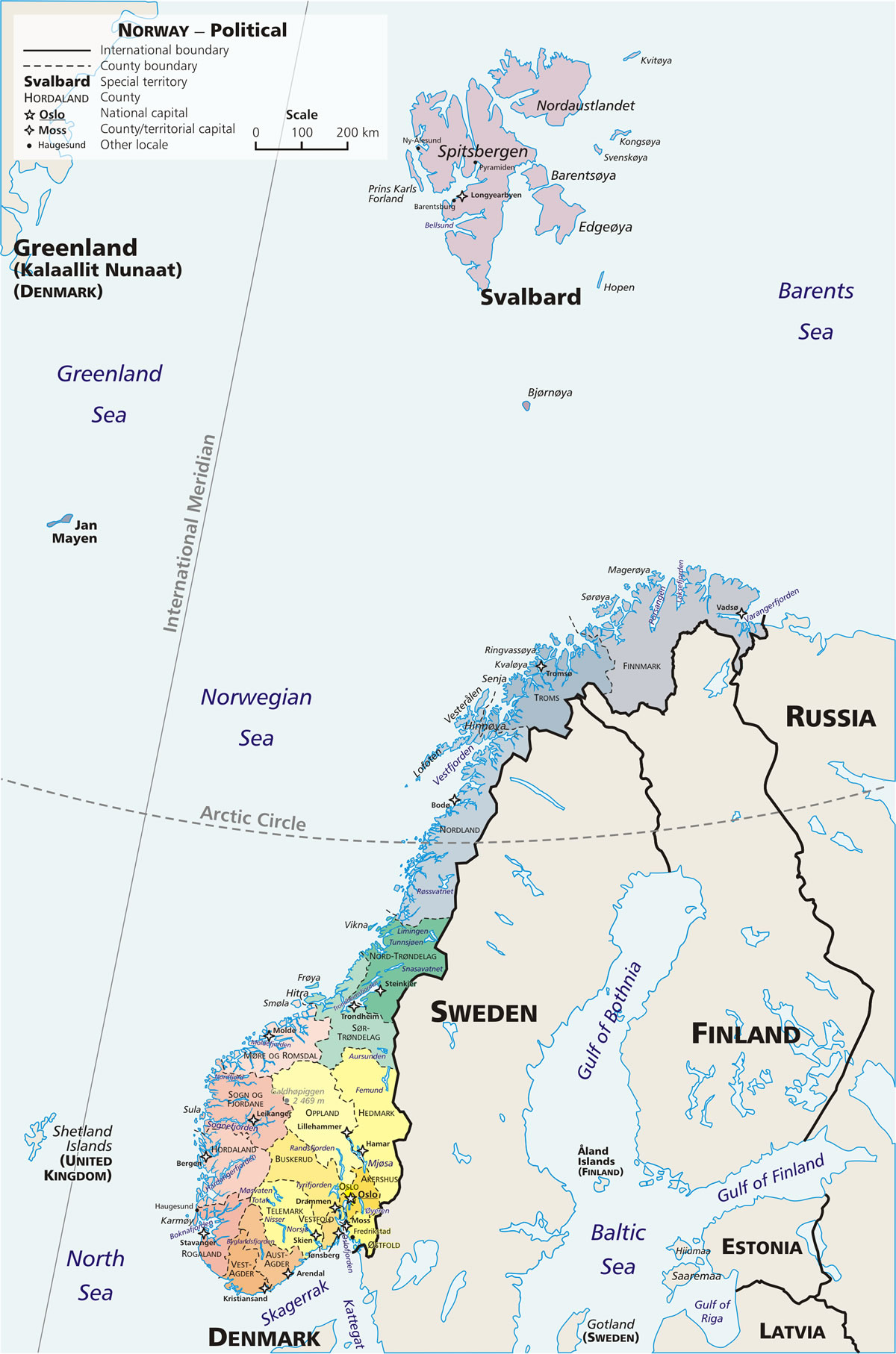 Norvege politique carte