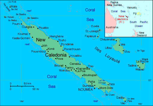 carte de Nouvelle Caledonie