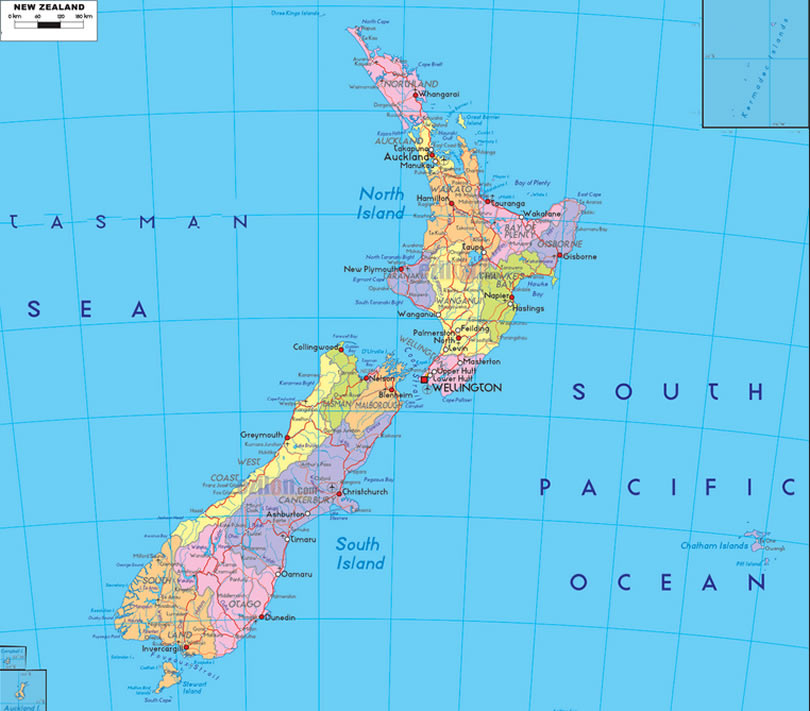 Carte de Nouvelle Zelande