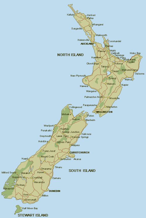 carte de Nouvelle Zelande