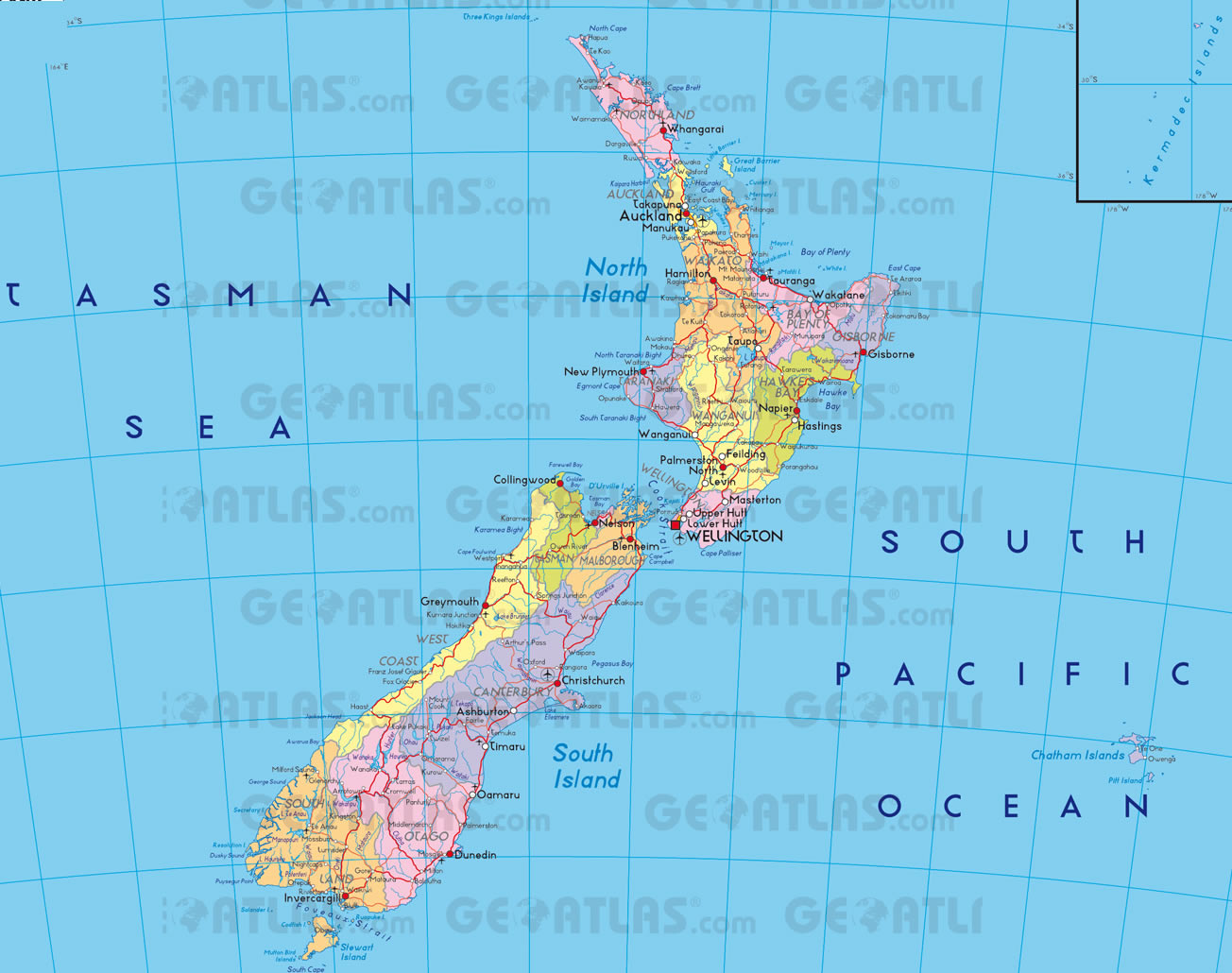 politique carte Nouvelle Zelande