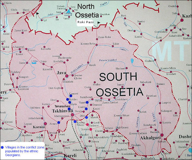 Carte de Ossetie du Sud